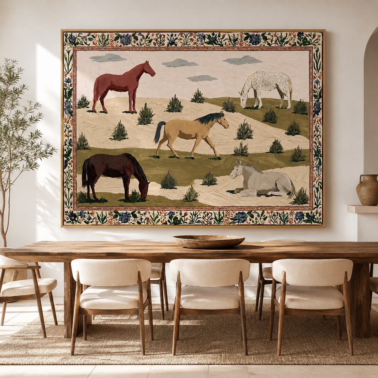 Wild Meadow-Folk Horse Pasture Painting