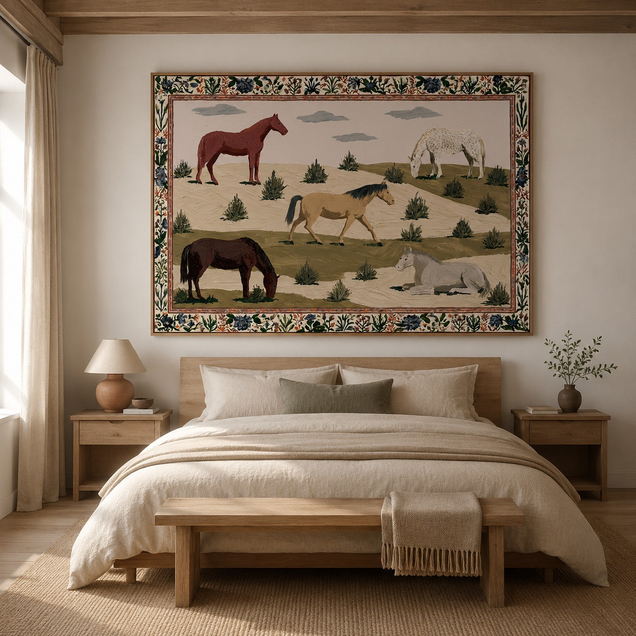 Wild Meadow-Folk Horse Pasture Painting