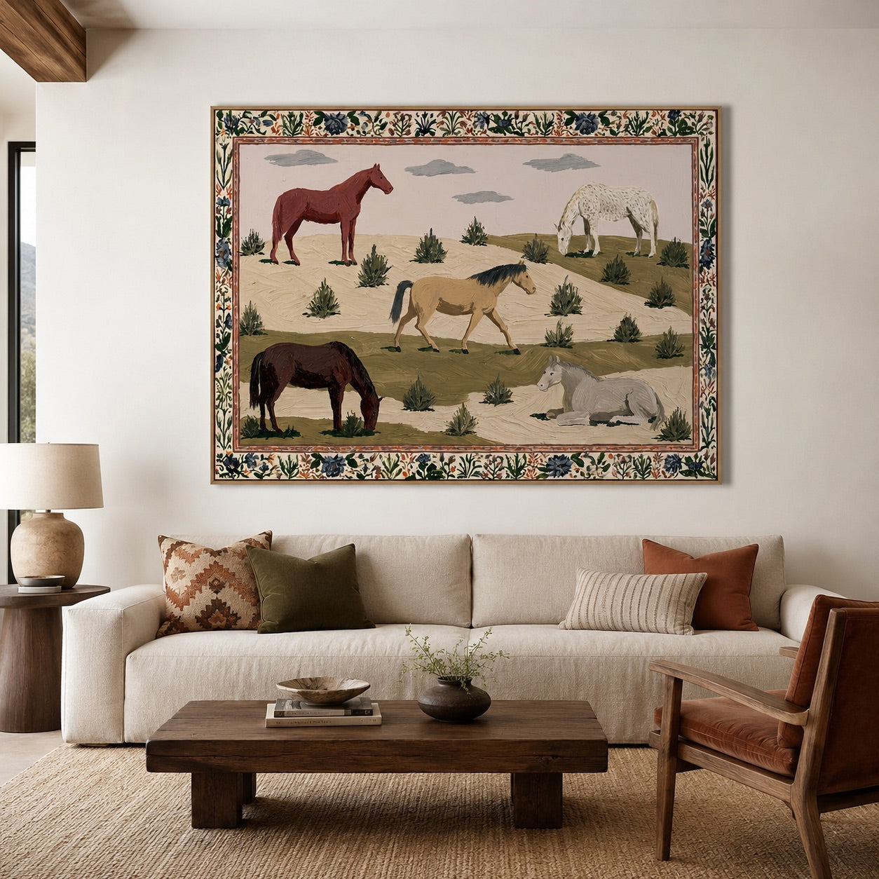 Wild Meadow-Folk Horse Pasture Painting