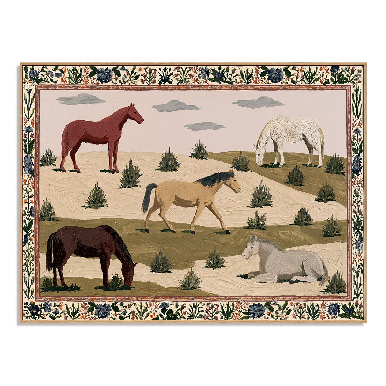 Wild Meadow-Folk Horse Pasture Painting