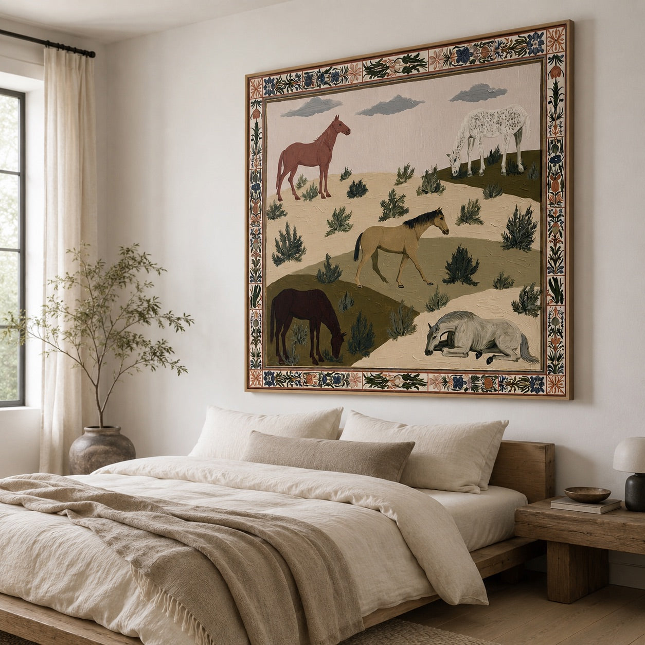 Sage Range-Folk Horse Meadow Painting