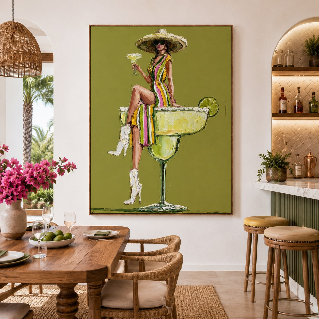 Lime Social-Margarita Woman Oil Painting