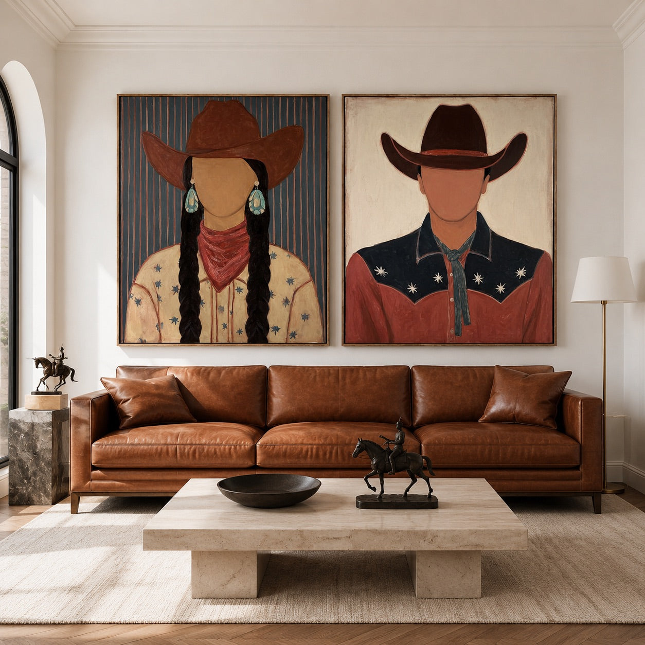 Frontier Pair-Cowgirl Cowboy Portrait Set
