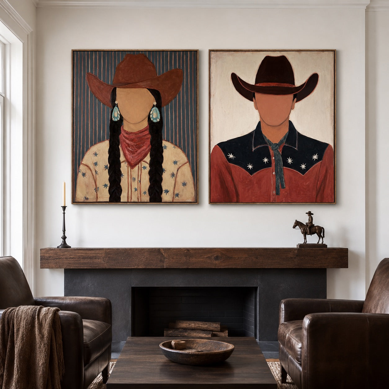 Frontier Pair-Cowgirl Cowboy Portrait Set