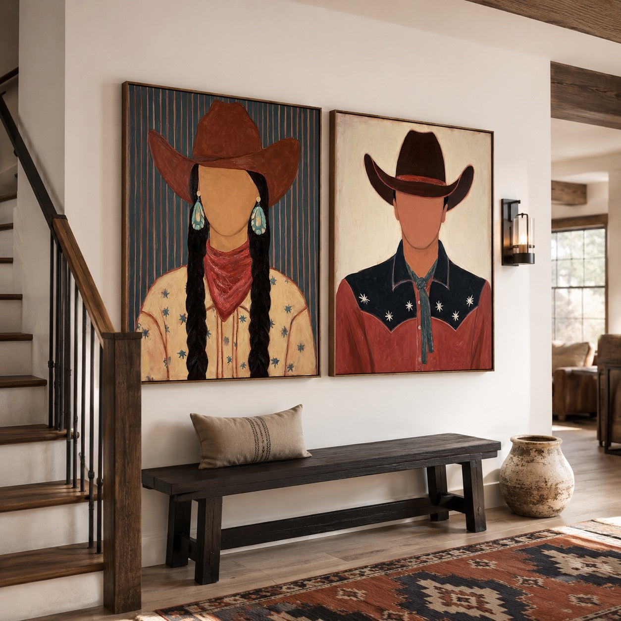 Frontier Pair-Cowgirl Cowboy Portrait Set