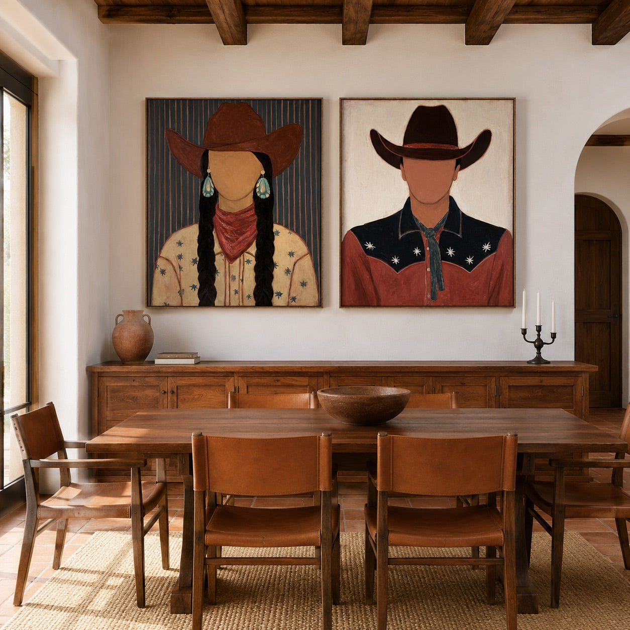Frontier Pair-Cowgirl Cowboy Portrait Set