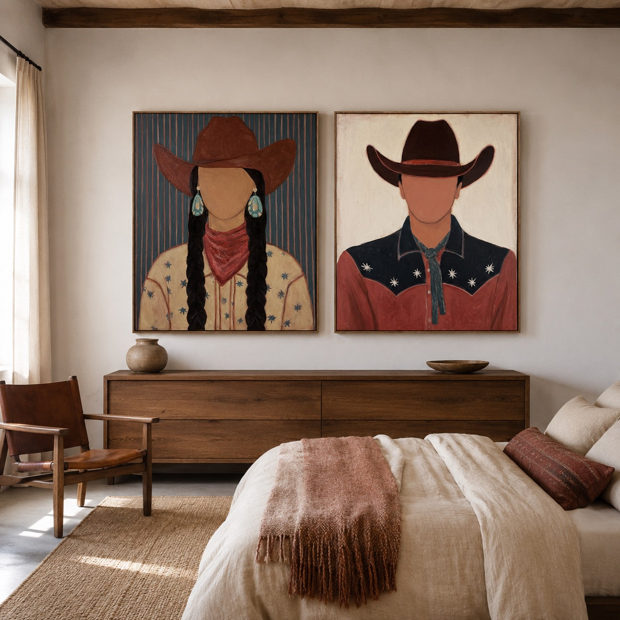 Frontier Pair-Cowgirl Cowboy Portrait Set