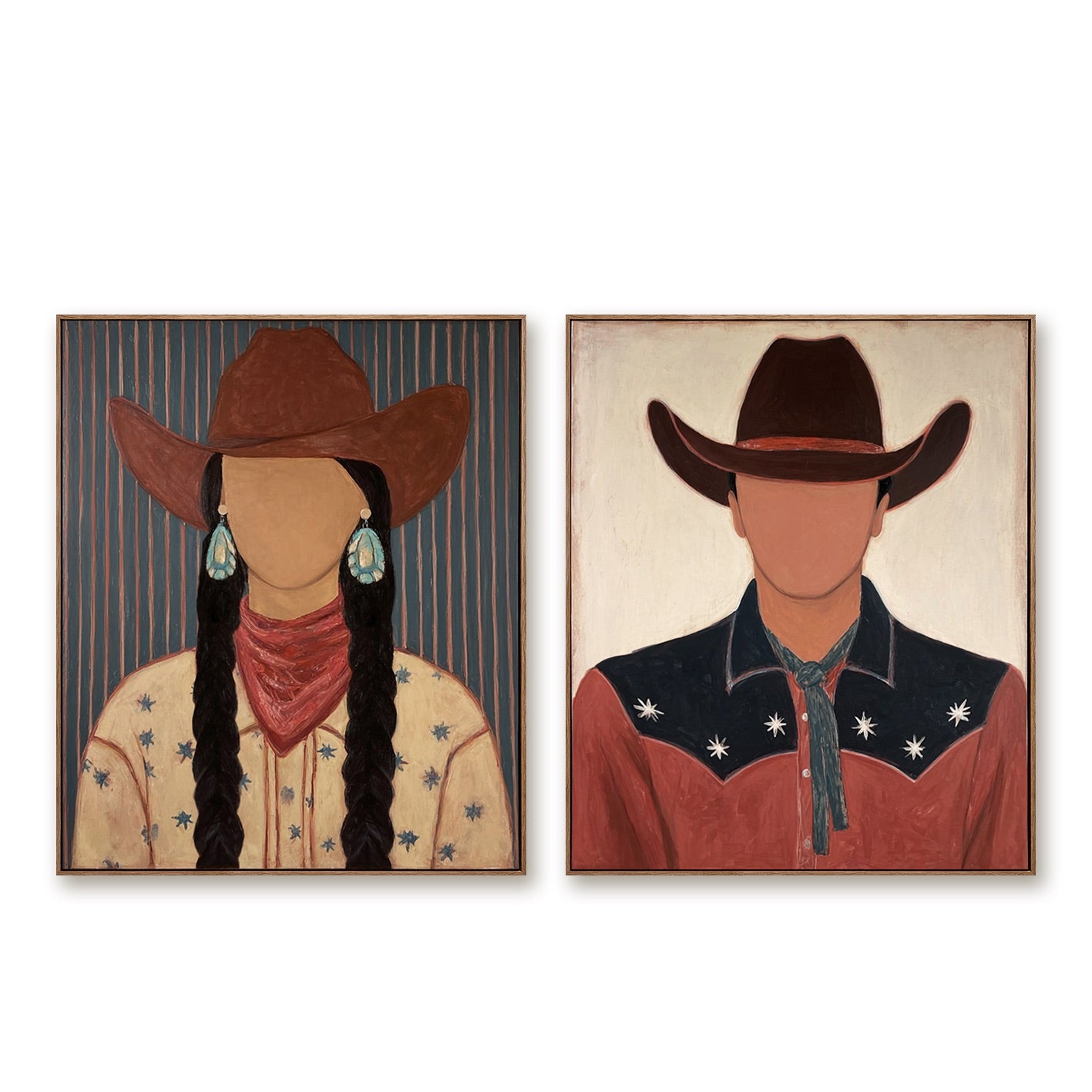Frontier Pair-Cowgirl Cowboy Portrait Set