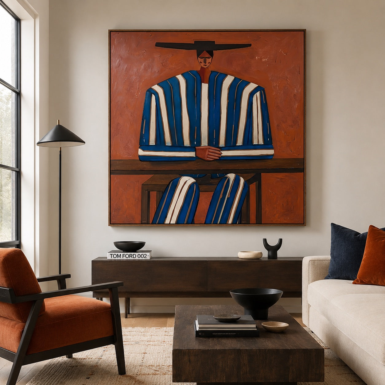 Mesa Stripes-Blue Western Figure Oil Painting
