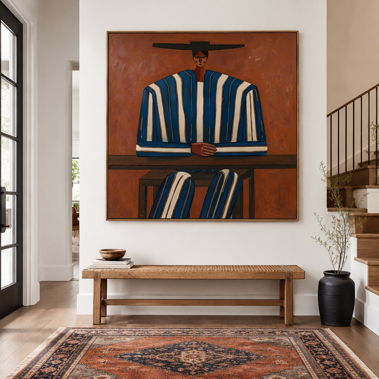Mesa Stripes-Blue Western Figure Oil Painting