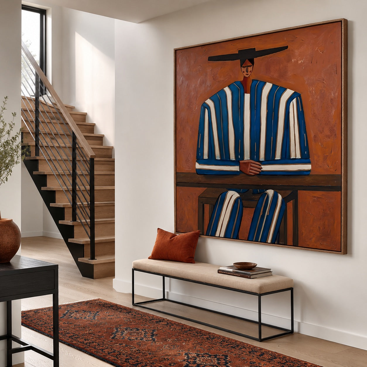 Mesa Stripes-Blue Western Figure Oil Painting