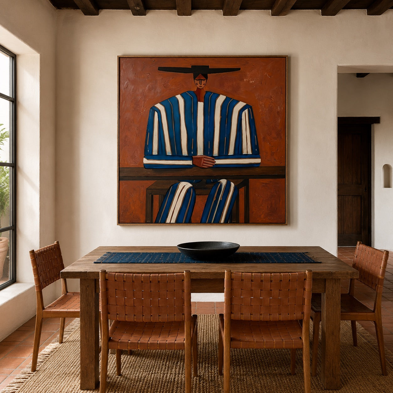 Mesa Stripes-Blue Western Figure Oil Painting
