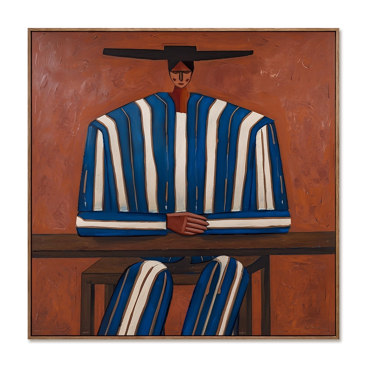 Mesa Stripes-Blue Western Figure Oil Painting