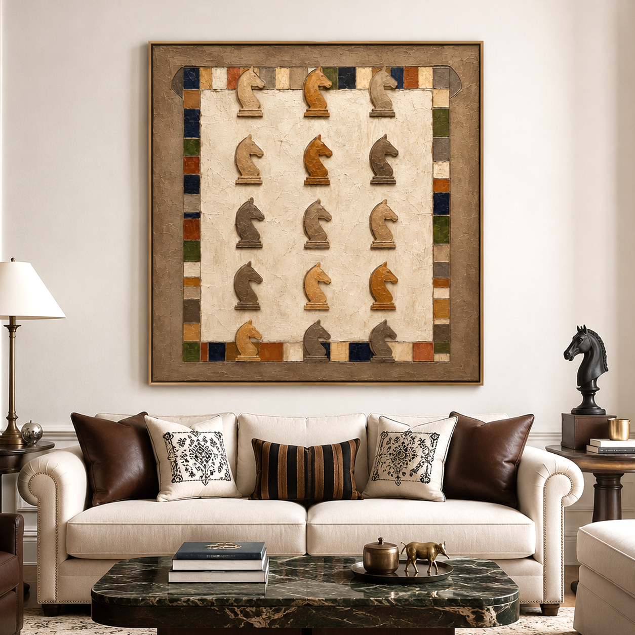 Knight Formation-Chess Piece Textured Painting