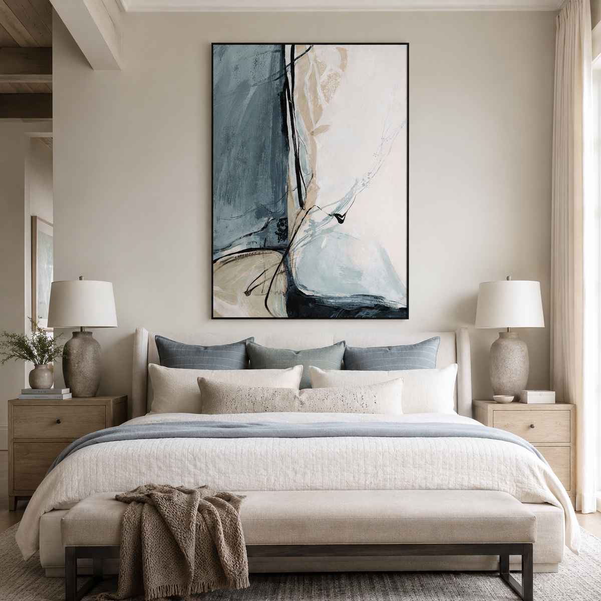 Coastal Silence Abstract-Modern Blue Abstract Wall Art