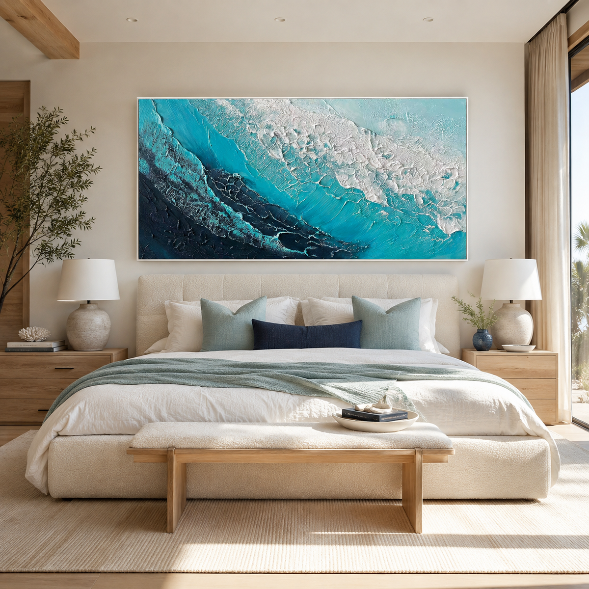 Ocean Depths-Turquoise Wave Abstract Painting