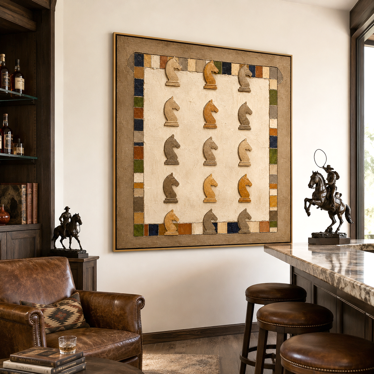 Knight Formation-Chess Piece Textured Painting