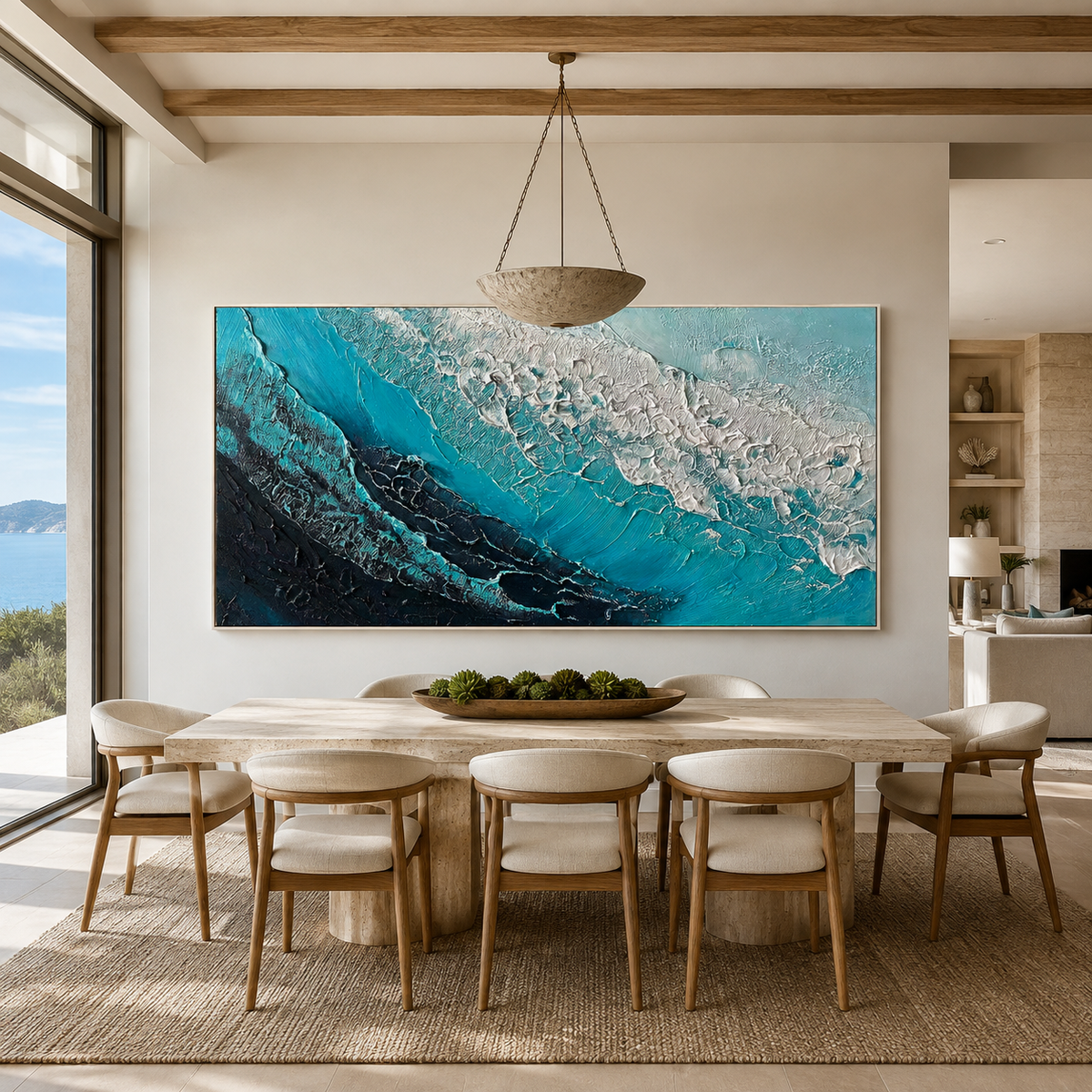 Ocean Depths-Turquoise Wave Abstract Painting