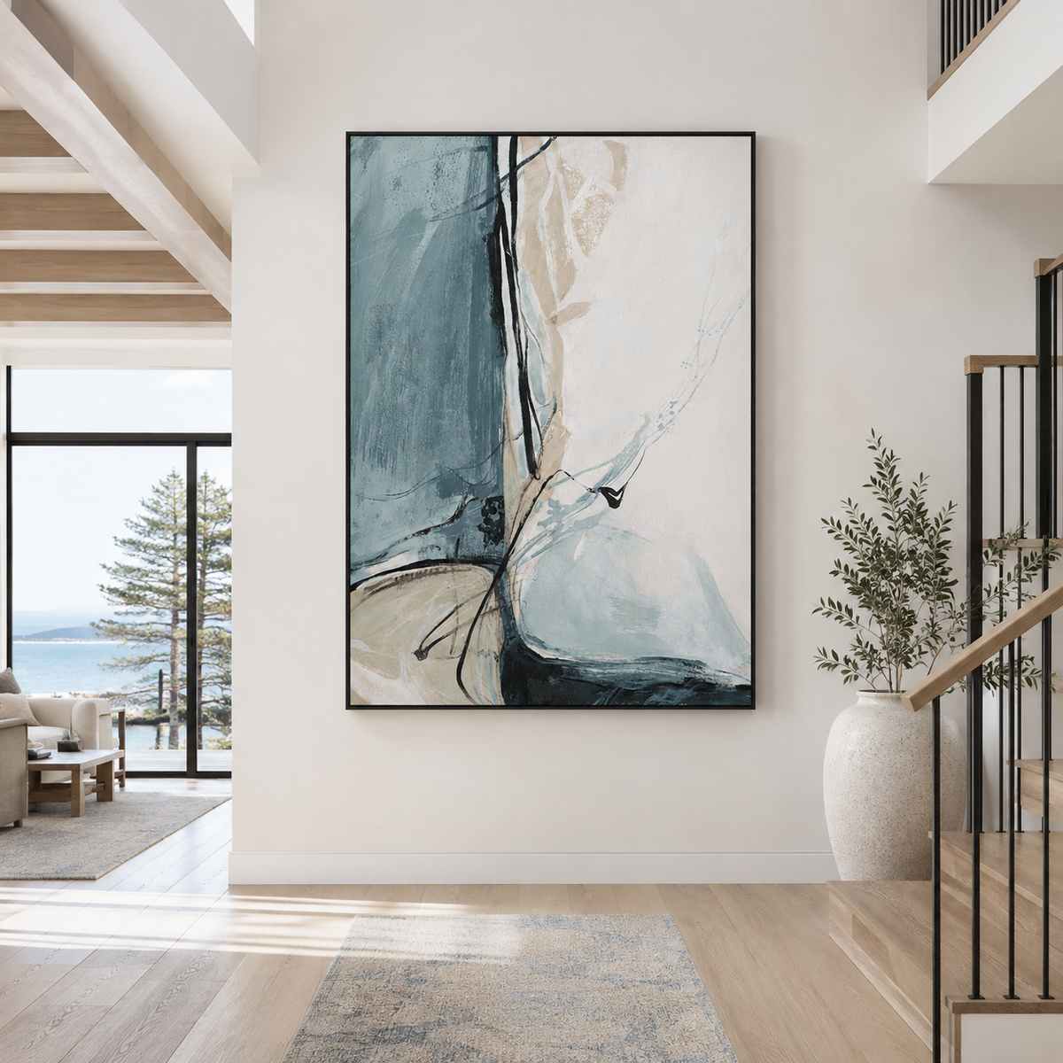 Coastal Silence Abstract-Modern Blue Abstract Wall Art