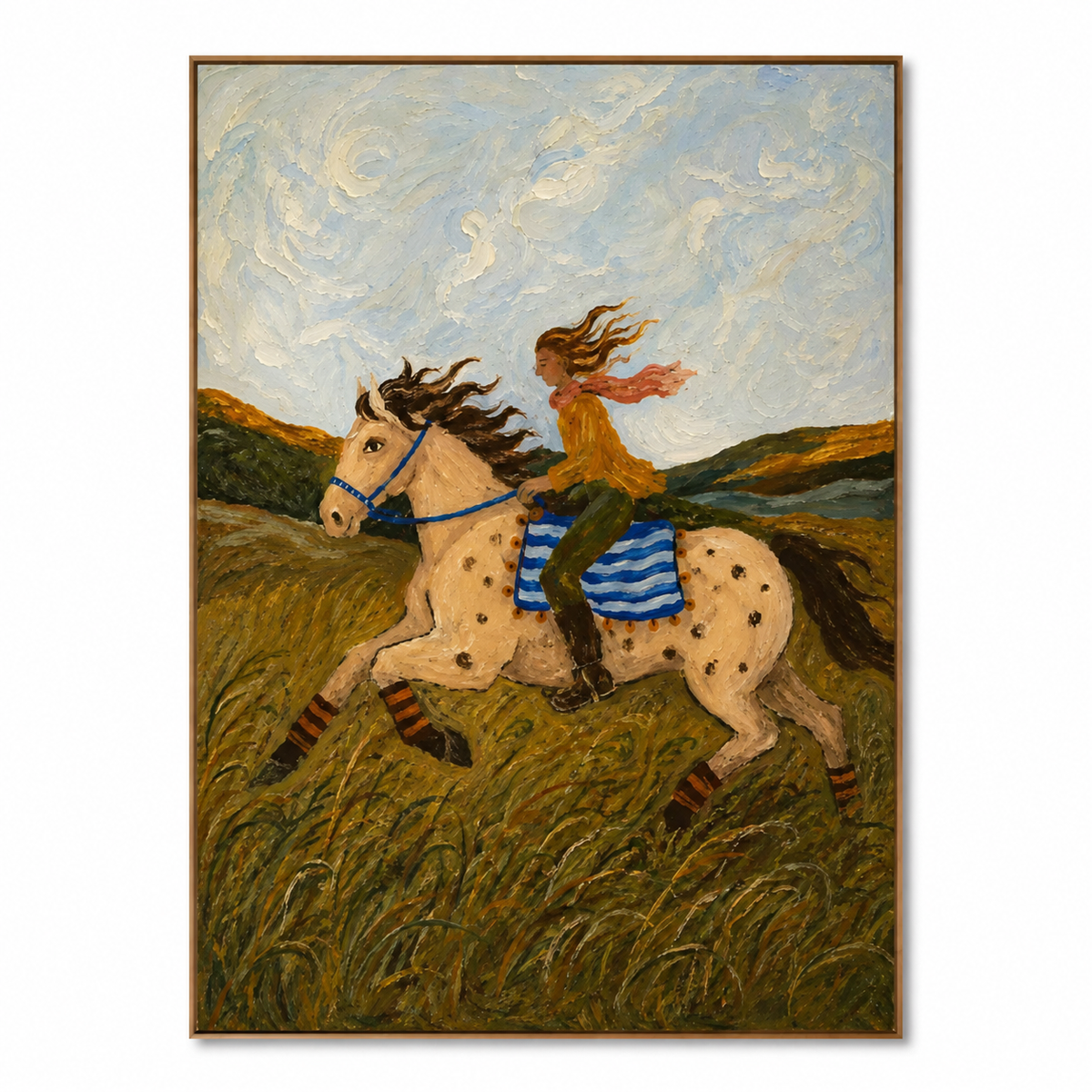 Riding Wind-Equestrian Oil Painting