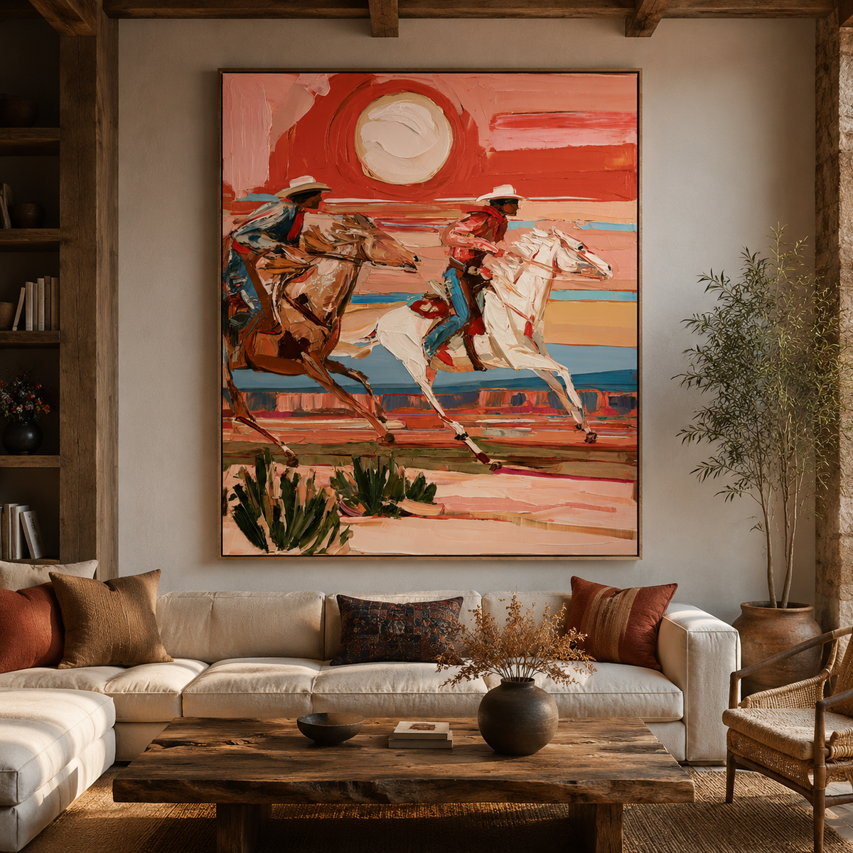 Desert Chase-Western Horse Painting