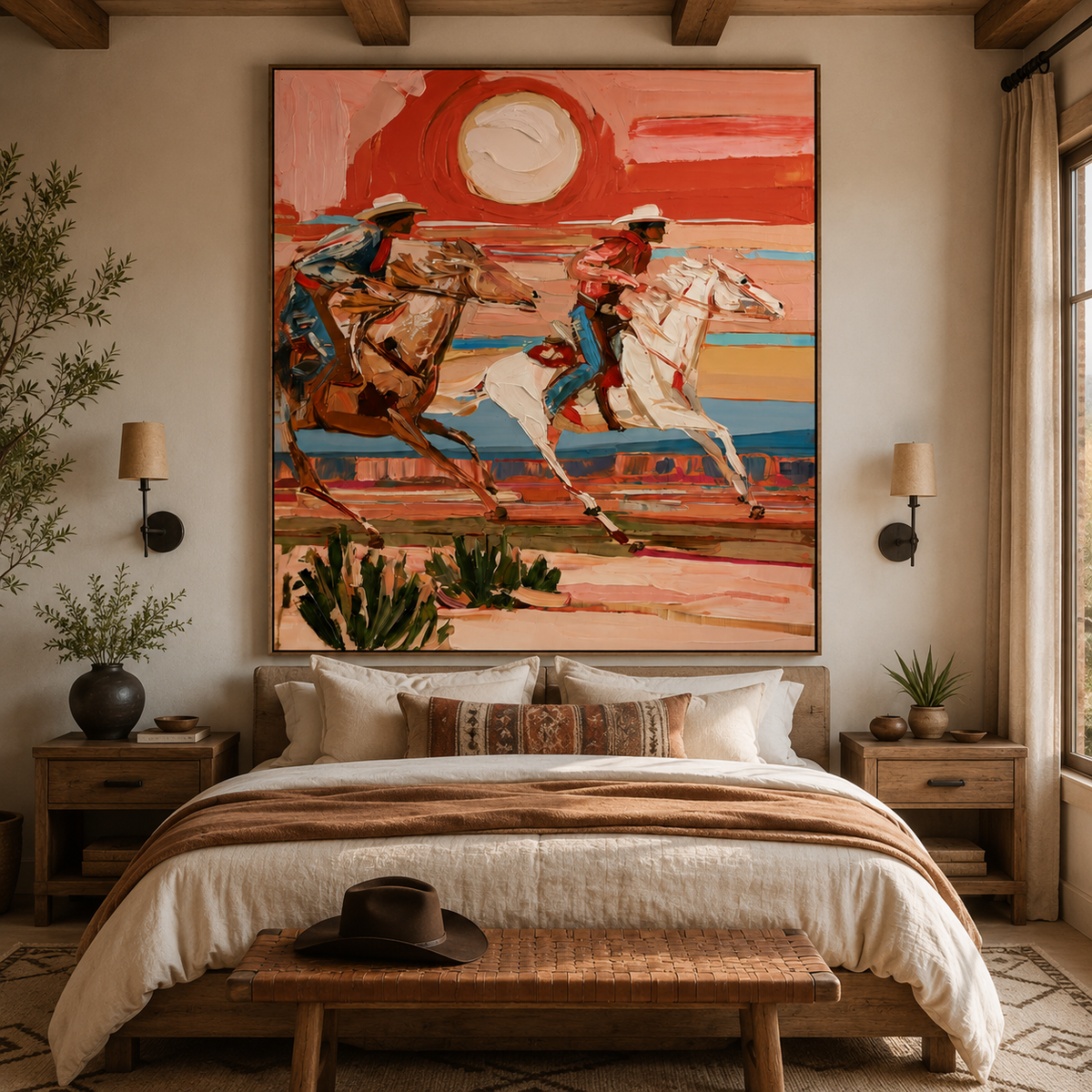 Desert Chase-Western Horse Painting