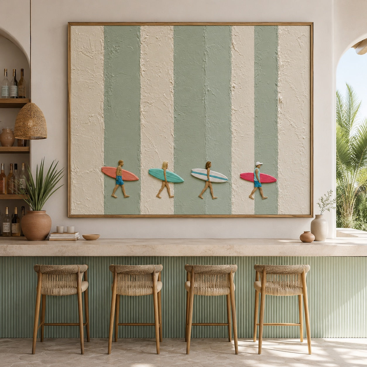Salt Lines-Pastel Surfers Oil Painting