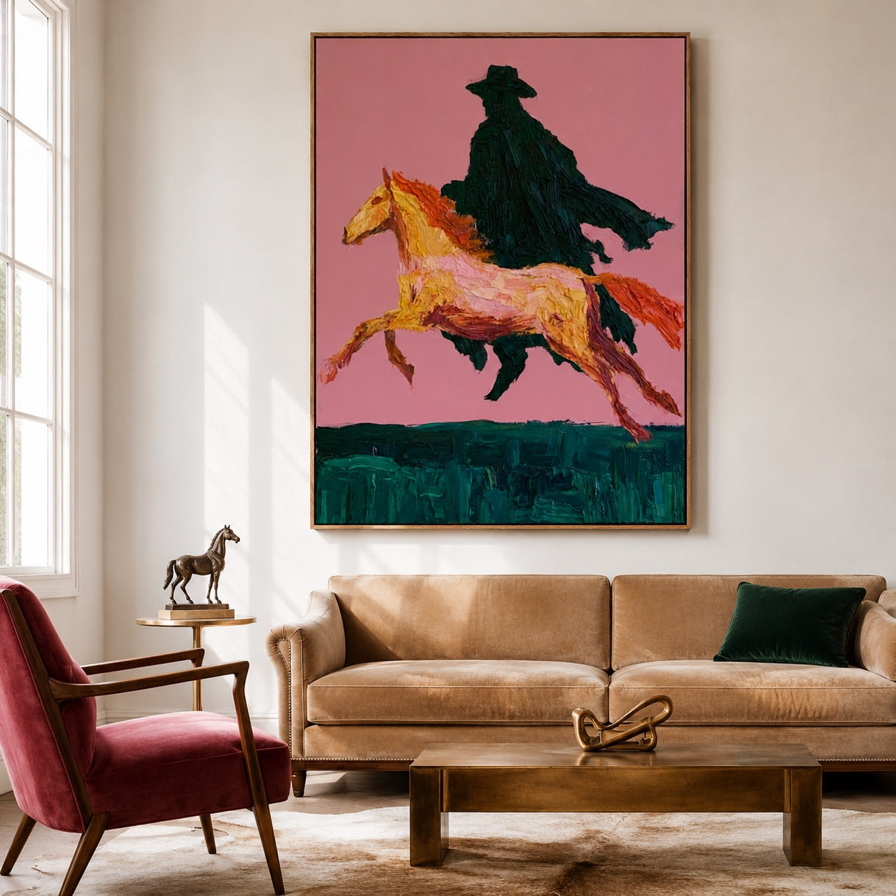 Rose Gallop-Shadow Cowboy Oil Painting