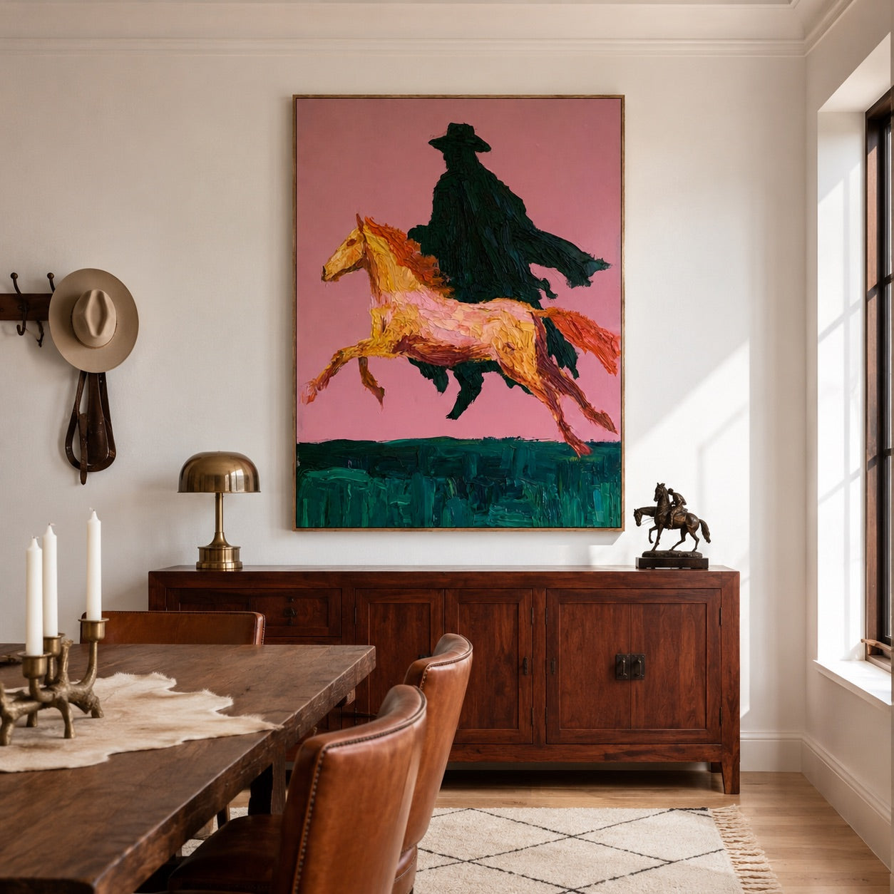 Rose Gallop-Shadow Cowboy Oil Painting