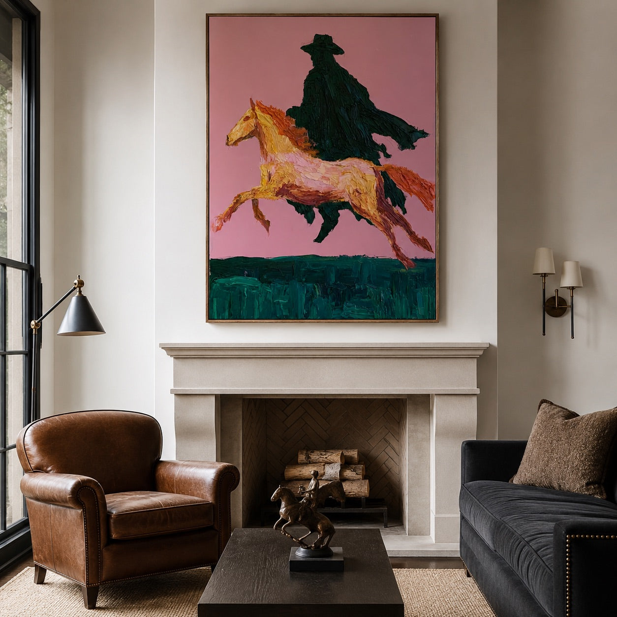 Rose Gallop-Shadow Cowboy Oil Painting