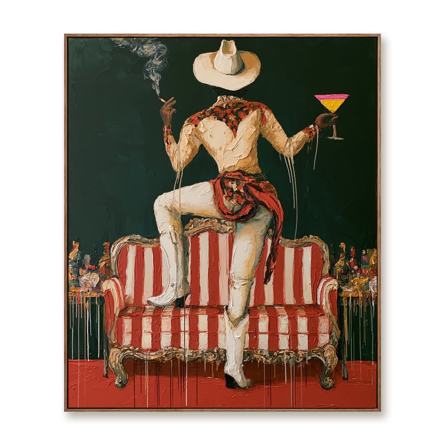 After Hours-Cowboy Cocktail Oil Painting