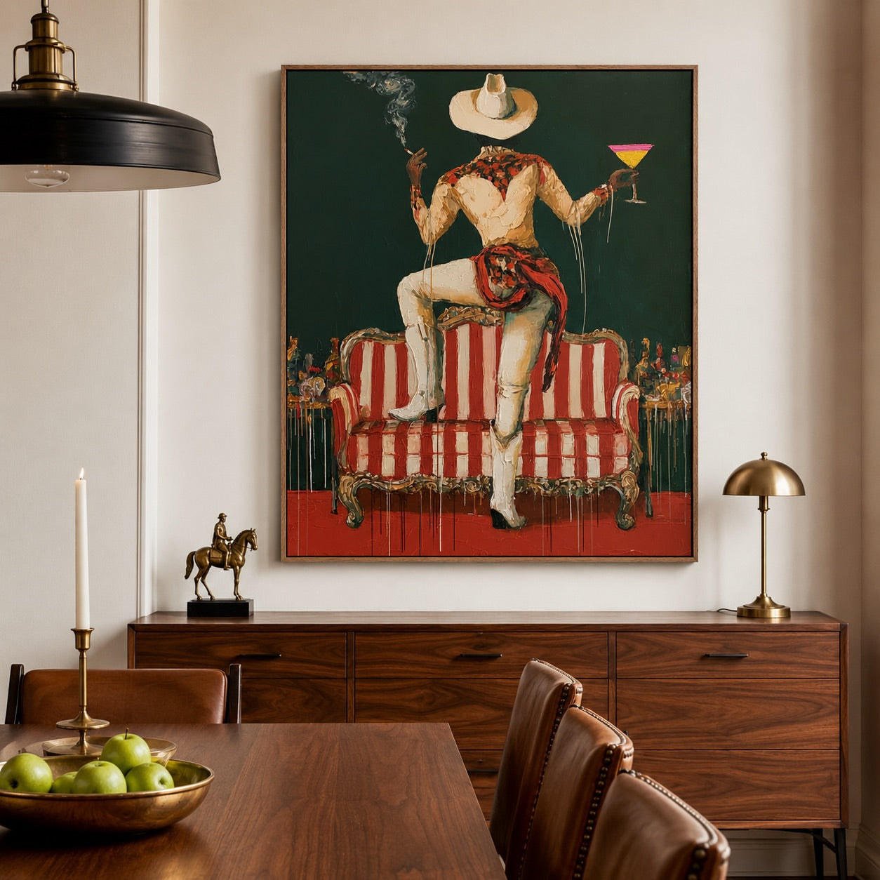 After Hours-Cowboy Cocktail Oil Painting