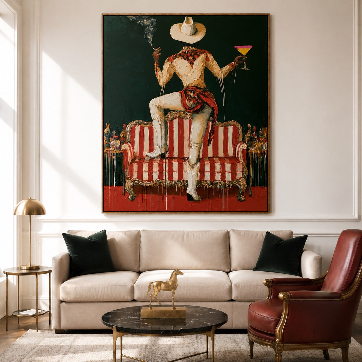 After Hours-Cowboy Cocktail Oil Painting
