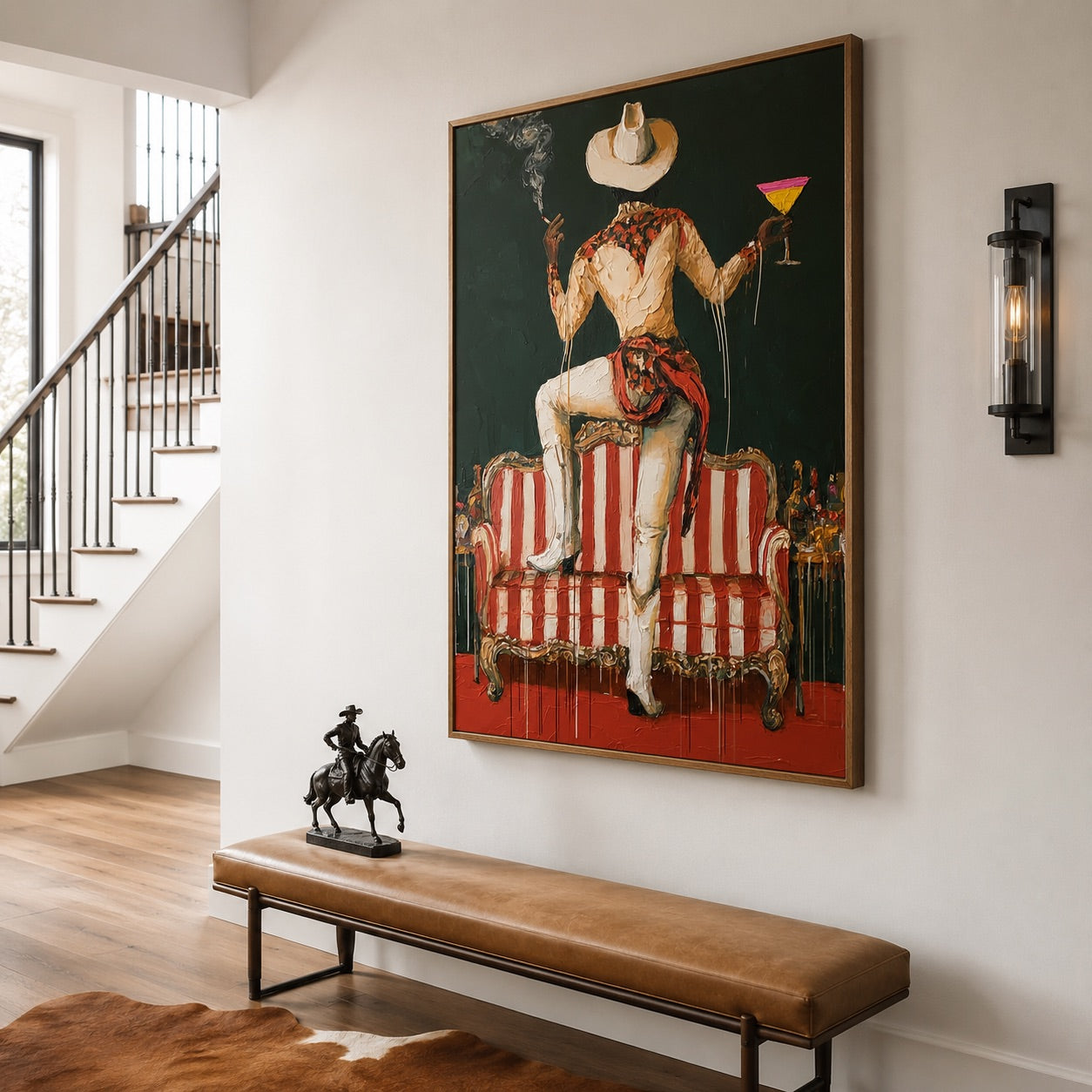 After Hours-Cowboy Cocktail Oil Painting