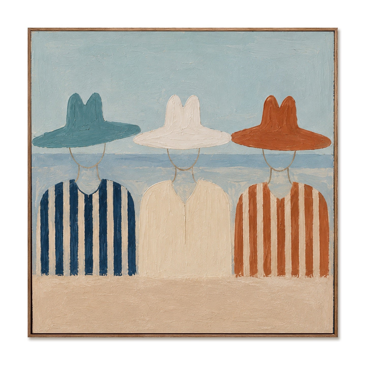 Coastal Trio-Striped Western Figures Painting