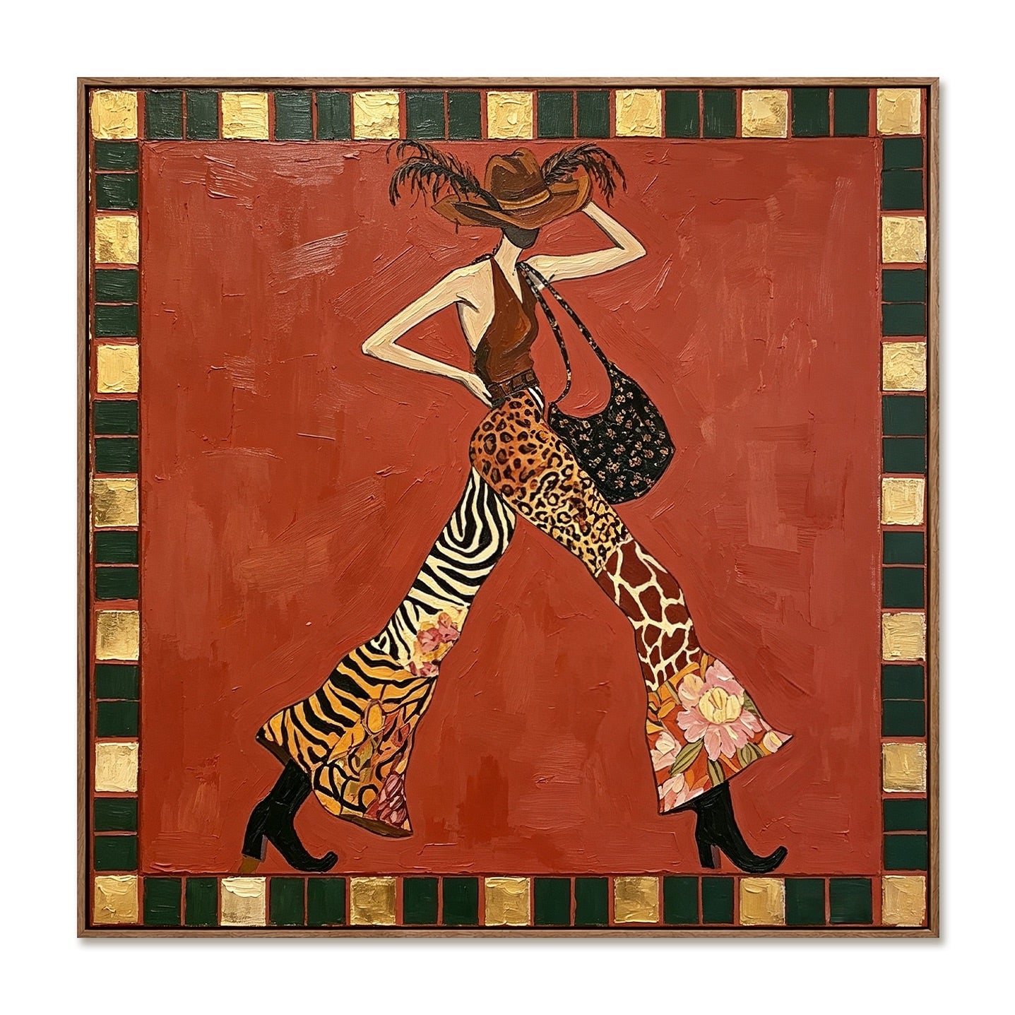 Wild Mosaic-Animal Print Cowgirl Painting