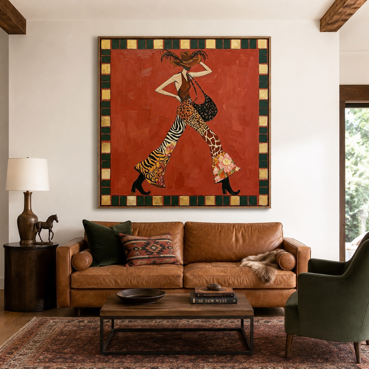 Wild Mosaic-Animal Print Cowgirl Painting