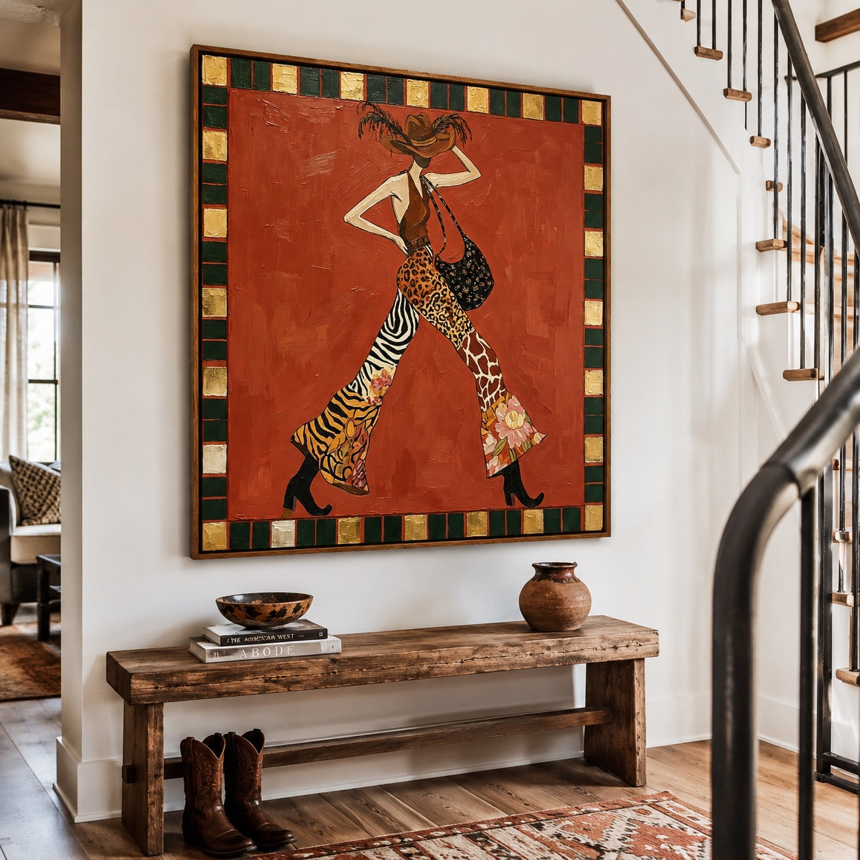 Wild Mosaic-Animal Print Cowgirl Painting