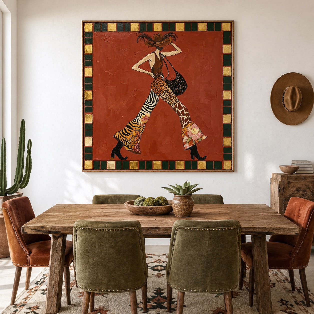Wild Mosaic-Animal Print Cowgirl Painting