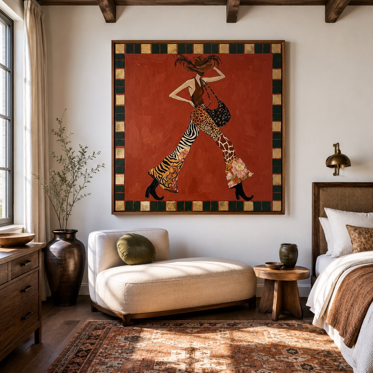 Wild Mosaic-Animal Print Cowgirl Painting