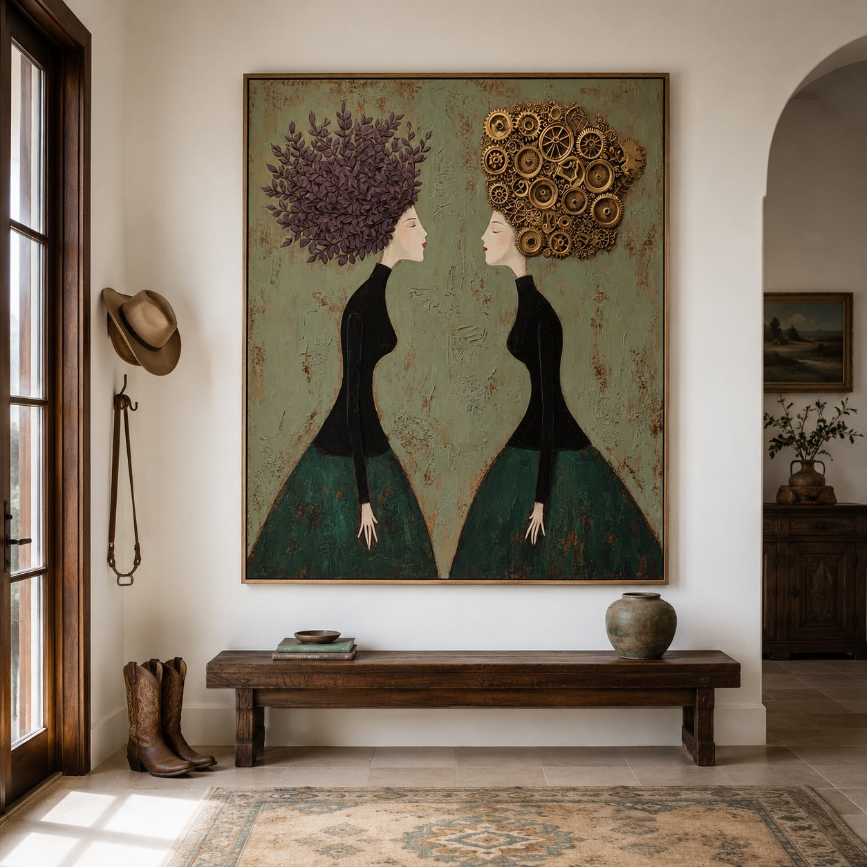 Mirror Minds-Surreal Women Oil Painting