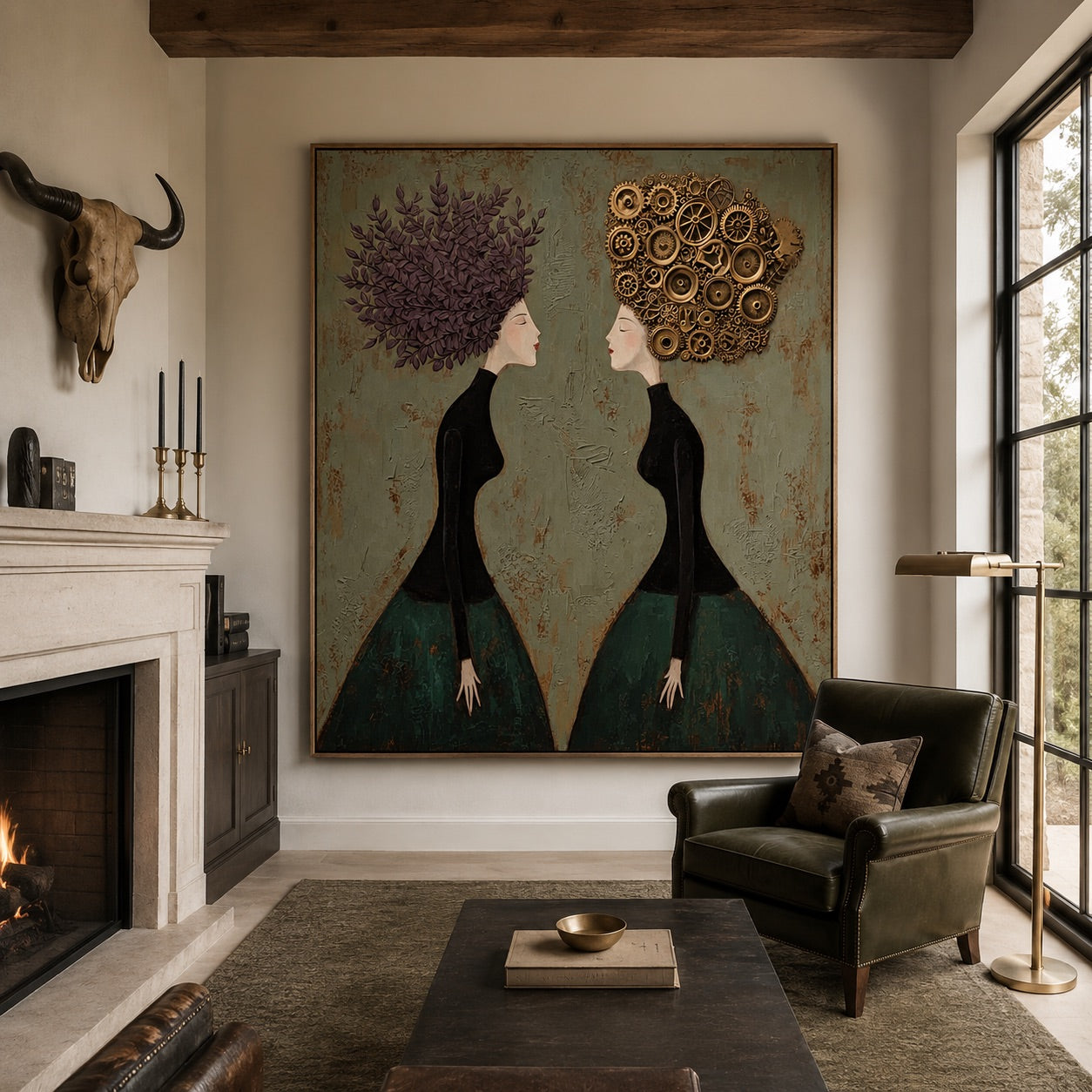 Mirror Minds-Surreal Women Oil Painting