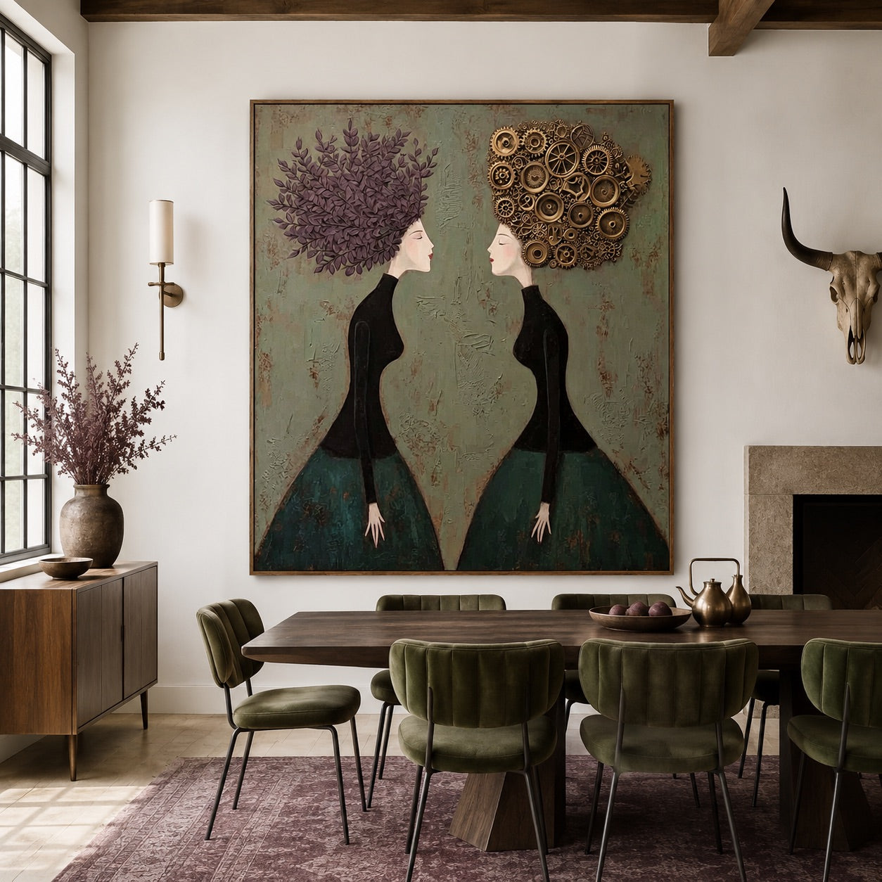 Mirror Minds-Surreal Women Oil Painting