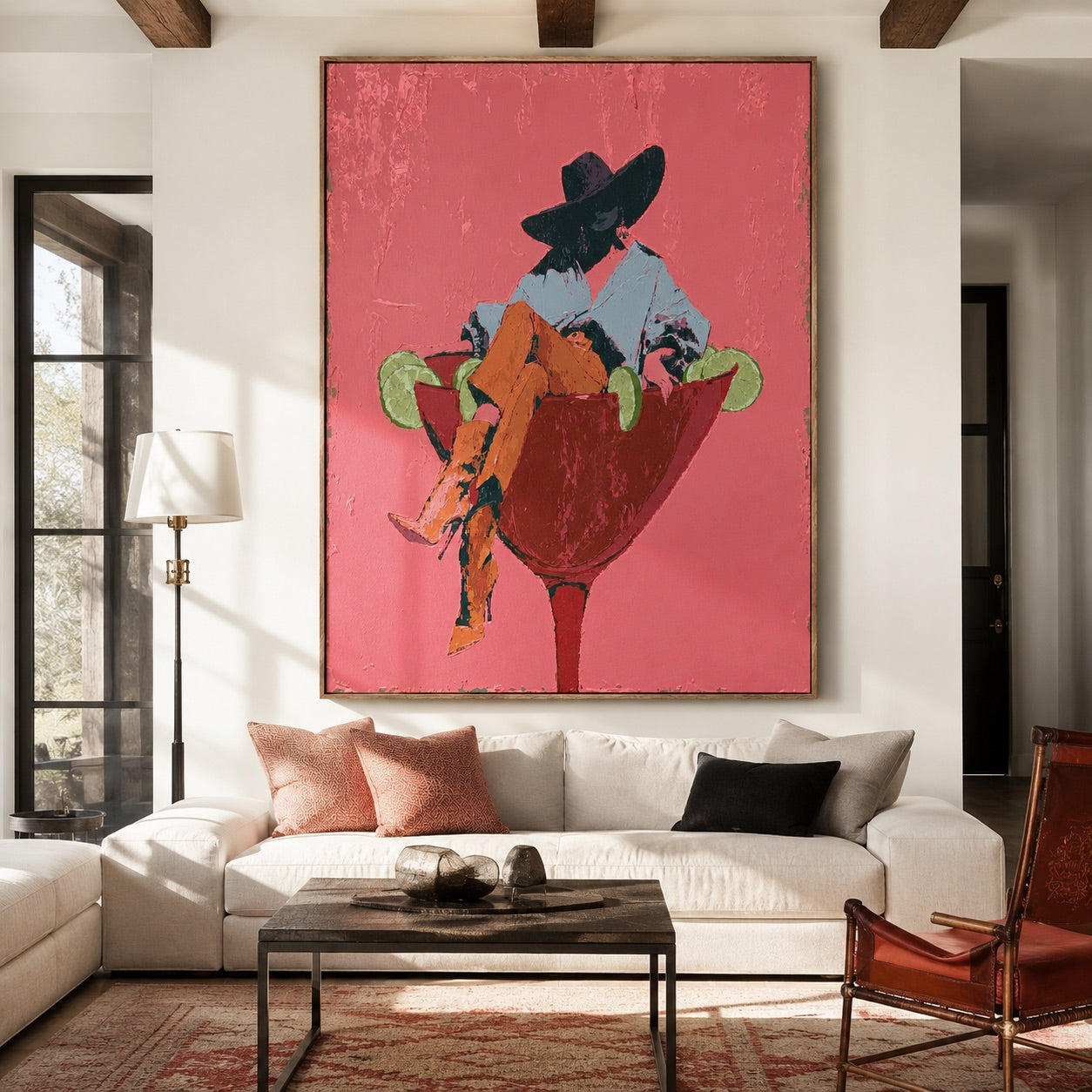 Pink Rodeo-Lime Martini Cowgirl Painting