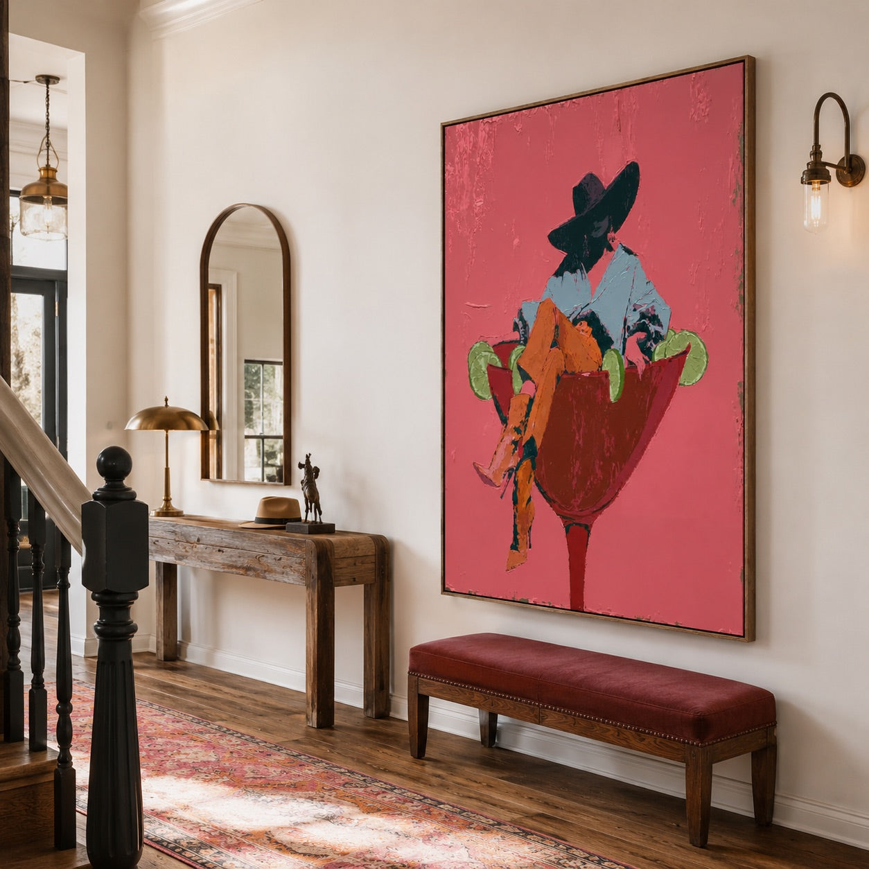 Pink Rodeo-Lime Martini Cowgirl Painting