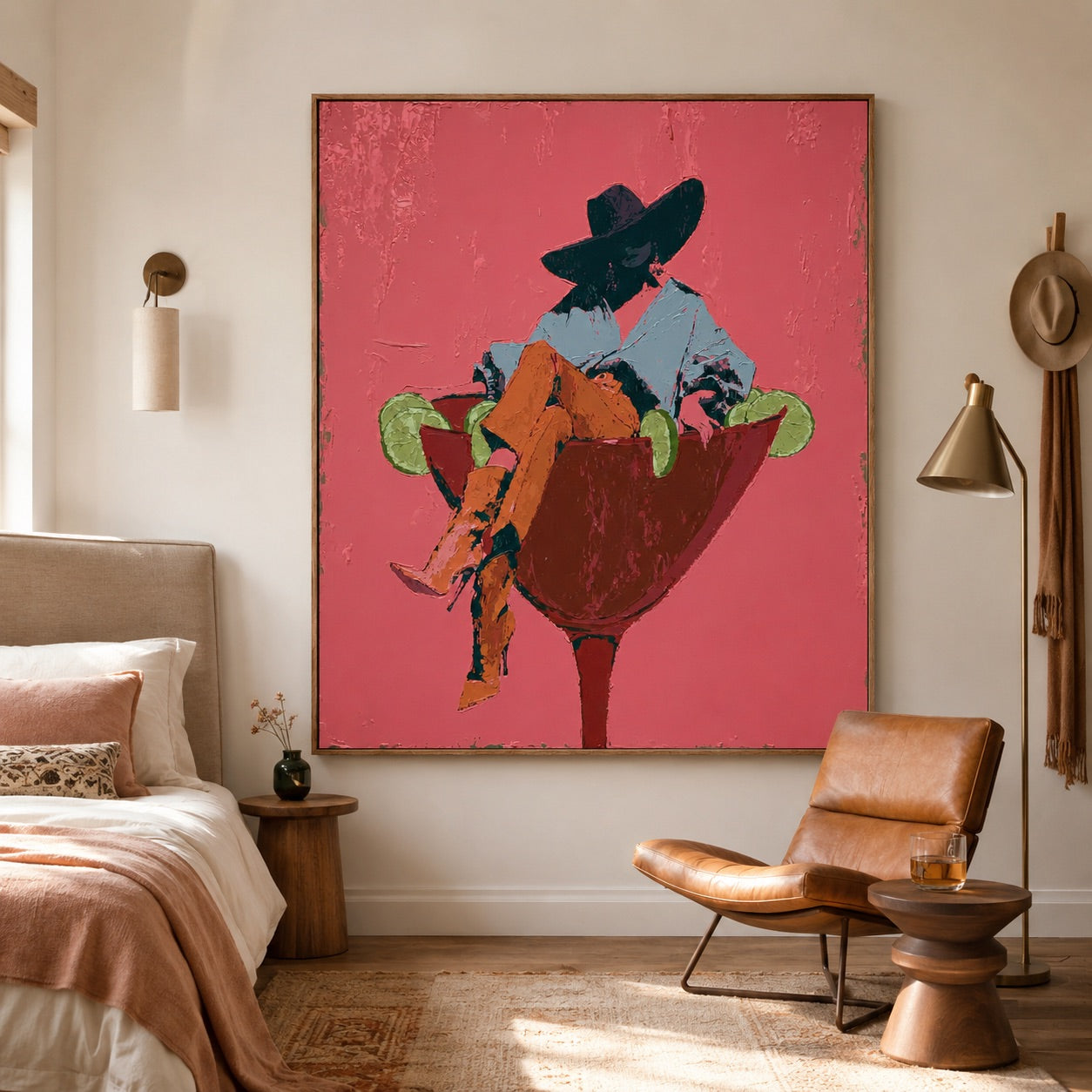 Pink Rodeo-Lime Martini Cowgirl Painting