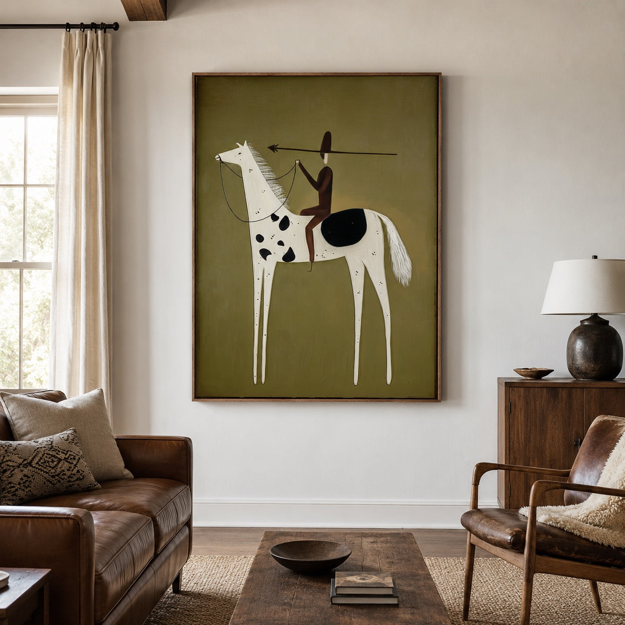 Silent Arrow-Spotted Horse Cowboy Painting