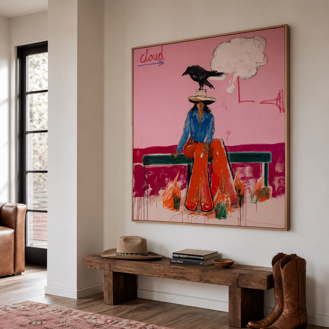 Raven Rodeo-Pink Cowgirl Oil Painting