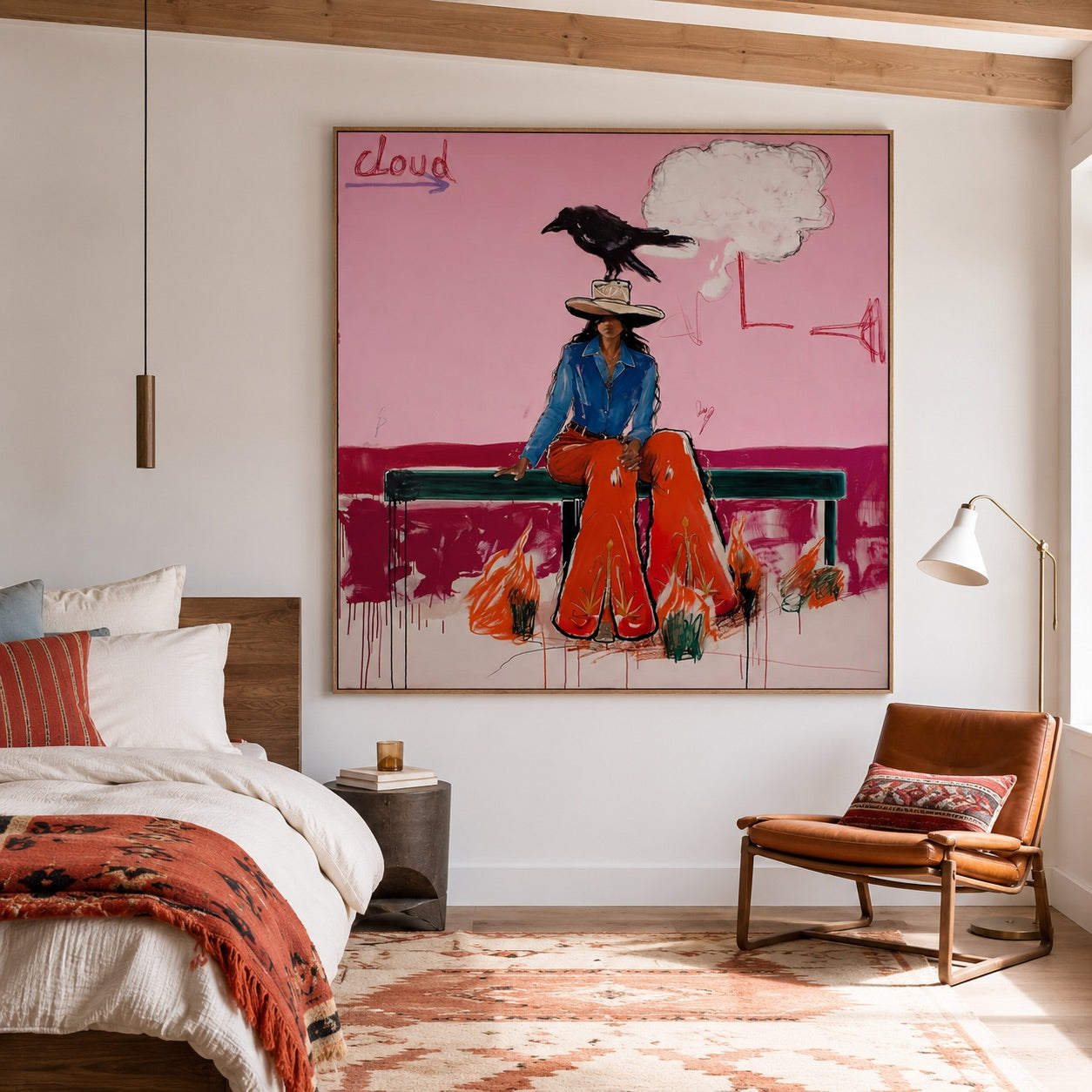 Raven Rodeo-Pink Cowgirl Oil Painting