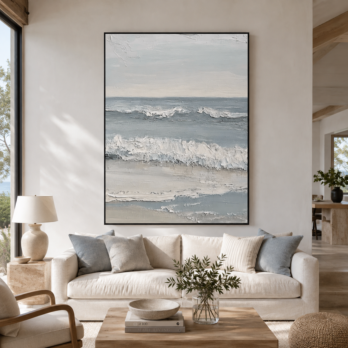 Ocean Whisper Waves-Blue Seascape Oil Painting